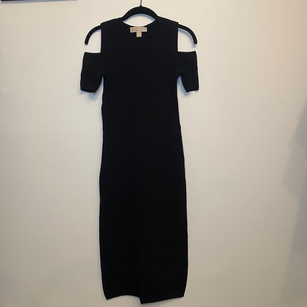 Black MK midi dress with short sleeve